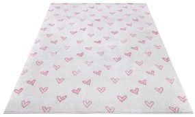 Розово-бял детски килим 160x235 cm Hearts - Hanse Home