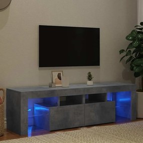 804368 vidaXL ТВ шкаф с LED осветление, бетонно сив, 140x36,5x40 см