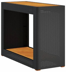 366306 vidaXL Градинска маса с дървен плот черна 100x40x75 см полиратан