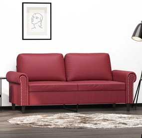359507 vidaXL 2-местен диван, Виненочервен, 140 см, изкуствена кожа