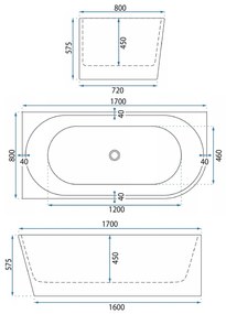 Свободностояща акрилна Вана WENUS LEFT 170cm