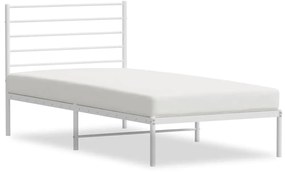 352360 vidaXL Метална рамка за легло с горна табла, бяла, 90x190 см