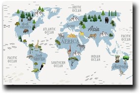 Детска картина 45x70 cm Map - Wallity