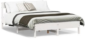 842647 vidaXL Рамка за легло без матрак, бял, 140x200 см, бор масив