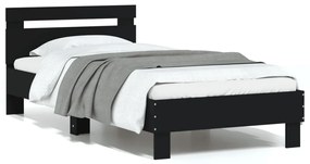 838562 vidaXL Рамка за легло с табла, черна, 90x190 см, инженерно дърво