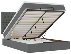 3314087 vidaXL Османска легло с матрак и LED, тъмносиво, 140x190 см, плат