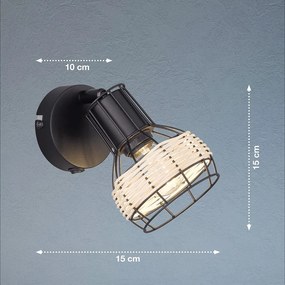 Черна стенна лампа Straw – Fischer &amp; Honsel