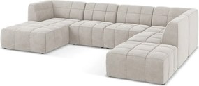 Бежов кадифен ъглов диван (U форма) Aloha – Makamii