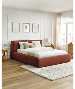 Оранжево тапицирано двойно легло с място за съхранение с решетка 160x200 cm Vernon - Bobochic Paris