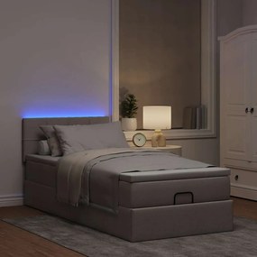 3312274 vidaXL Османска легло с матрак и LED, таупе, 90x190 см, плат