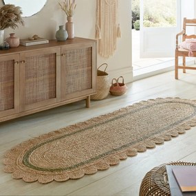 Ръчно изработена ютена пътека в тъмнозелен и естествен цвят 80x230 cm Grace Green – Flair Rugs