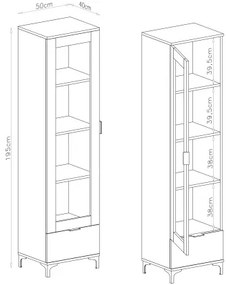 Витрина ЛАНА W-50 Artisan Oak - ШКАФ С 1 ВРАТА С ЧЕКМЕДЖЕ