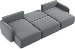 Сив кадифен сгъваем/с място за съхранение ъглов диван (U форма) Kalena – Makamii