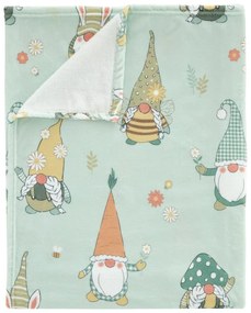 Светлозелено одеяло с великденски мотив от микроплюш 130x170 cm Spring Gonks – Catherine Lansfield