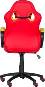 Геймърски стол с футболни мотиви Carmen 6305, До 100 кг, Еко кожа, Регулиране на люлеенето, Силиконови колелца, Червен/жълт