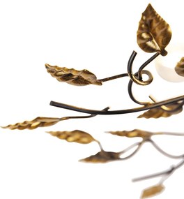 Винтидж таванна лампа черна със злато 50 см 3-светлина - Foglie