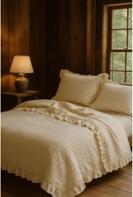 Бежово двойно удължено спално бельо от памук Renforcé 240x220 cm Amalia Striped – Mila Home Luxury