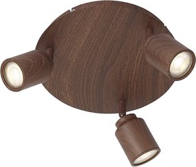 Japandi плафон тъмно дърво с регулируеми спотове 3 светлини IP44 - Ducha