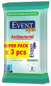 Event Мокри кърпи Невен, антибактериални, 3 x 15 броя