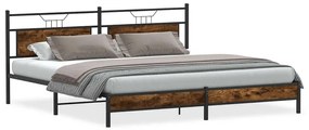 3325107 vidaXL Метална рамка за легло, без матрак, опушен дъб, 193x203 см