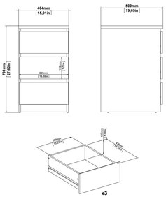 Скрин от дъбов декор в естествен цвят 40x70x50 cm Naia – Tvilum