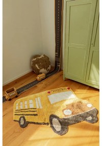 Памучен детски килим подходящ за пране/ръчно изработен в цвят жълта охра 90x130 cm School Bus – Lorena Canals