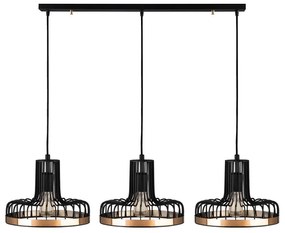 Висящо осветително тяло в черен и меден цвят с метален абажур Fellini – Opviq lights