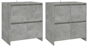3098092 vidaXL Бюфети, 2 бр, бетонно сиви, 70x41x75 см, инженерно дърво