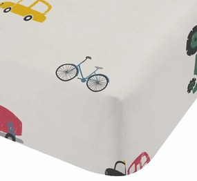 Бял еластичен единичен памучен детски чаршаф 90x190 cm Transport – Bianca