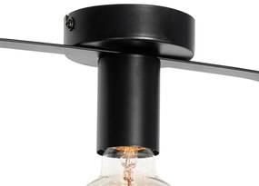 Модерна таванна лампа черна със стъкло правоъгълна - Roslini