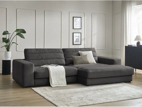 Антрацитен кадифен ъглов диван (десен ъгъл) Sierra – Bobochic Paris