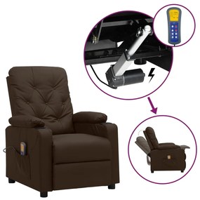 3093505 vidaXL Изправящ масажен стол, кафяв, изкуствена кожа