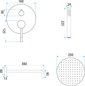 Душ система за вграждане Rea Lungo Diamond Chrome