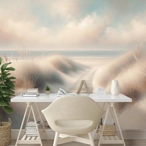 Тапет – Пясъчен плаж с дървена пътека