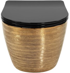 Тоалетна чиния Rea Carlo Mini Tornado Black Brush Gold