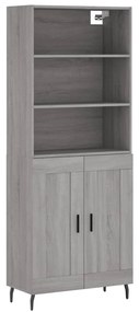 3189979 vidaXL Висок шкаф, сив сонома, 69,5x34x180 см, инженерно дърво