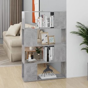 809138 vidaXL Библиотека, бетонно сива, 80x24x124,5 см инженерно дърво