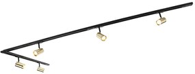 Релсова система с 5 прожектора 1-фазен черен със злато - Jeana