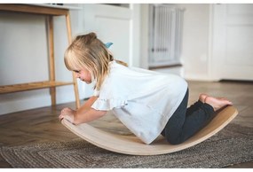 Синя/естествена балансираща дъска от масивен бор 80x30x18 cm Montessori – Meowbaby