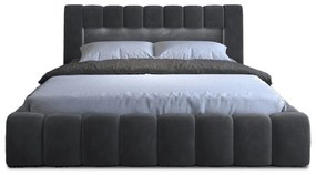 Сиво двойно легло 140x200 cm тапицирано с място за съхранение с включена подматрачна рамка Lamica – ELTAP