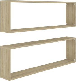 807088 vidaXL Стенни куб рафтове 2 бр дъб сонома 100x15x30 см инженерно дърво