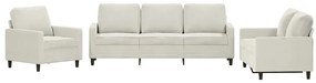 3201484 vidaXL Комплект дивани от 3 части с възглавници, кремав, кадифе