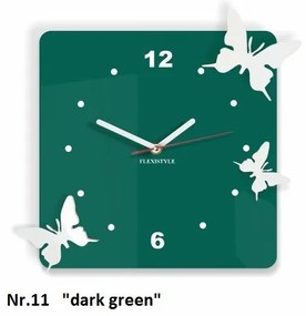 Стенен часовник с пеперуди tъмнозелено