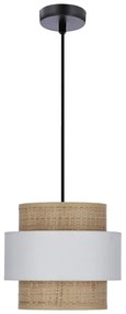 Висяща лампа с абажур от ратан в бял и естествен цвят ø 20 cm Rattan - Candellux Lighting