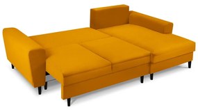 Оранжев ъглов велурен разтегателен диван , десен ъгъл Jazz - Kooko Home