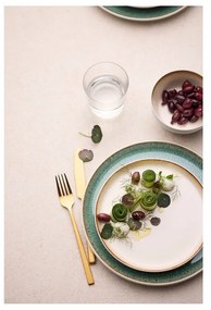 Бяла/зелена десертна глинена чиния ø 21 cm Gastro White/Green – Bitz