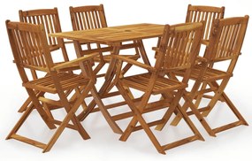43379 vidaXL Градински трапезен комплект, сгъваем, 7 части, акация масив
