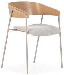 Светлосиви/в естествен цвят тапицирани трапезни столове в комплект с подлакътници 2 бр. Cora – MOME