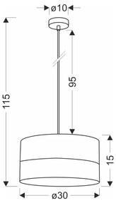 Бяла висяща лампа с фурнир и текстилен абажур ø 30 cm Bianco - Candellux Lighting