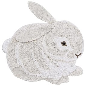 Светлосив ръчно изработен памучен детски килим подходящ за пране 130x135 cm Bunny – Lorena Canals